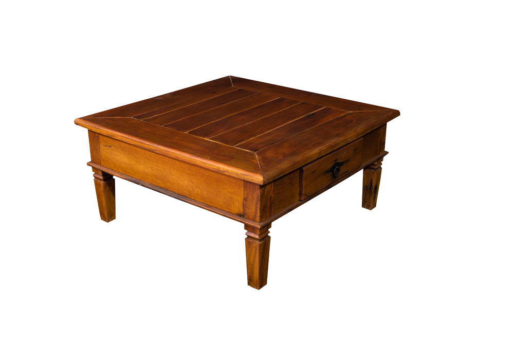 MESA DE MADEIRA CENTRO RUSTICA TAQUEADA