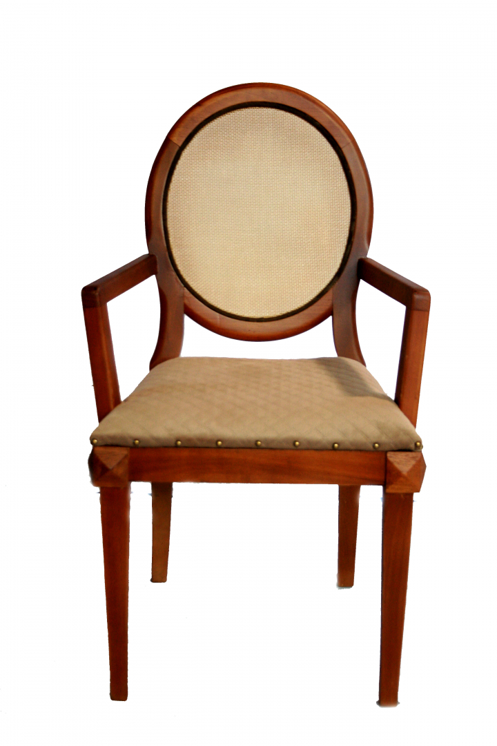 POLTRONA MEDALÃO COM TELA VELUDO AREIA 